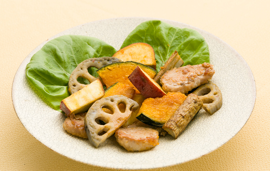 豚肉と秋野菜の甘酢炒め
